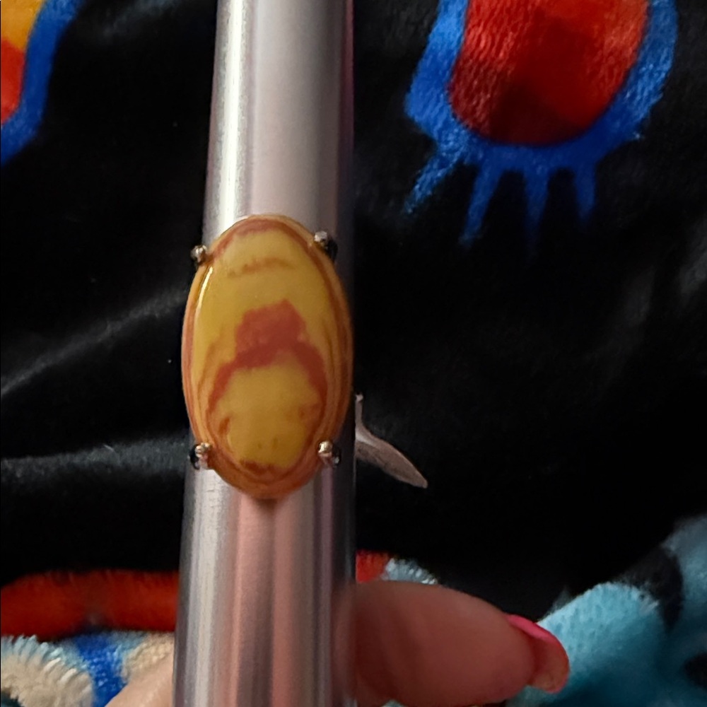 NWT Women’s size 9.5 Elegant Gold and Orange Calsilica  Ring electroplated
